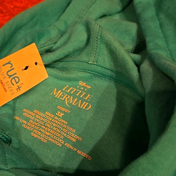 NWT Disney The Little Mermaid Women's Teal Aquamarine Hoodie Sweatshirt 3X - Picture 8 of 11